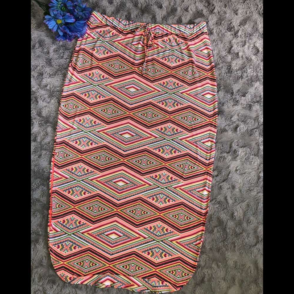Tribal Print Maxi Skirt